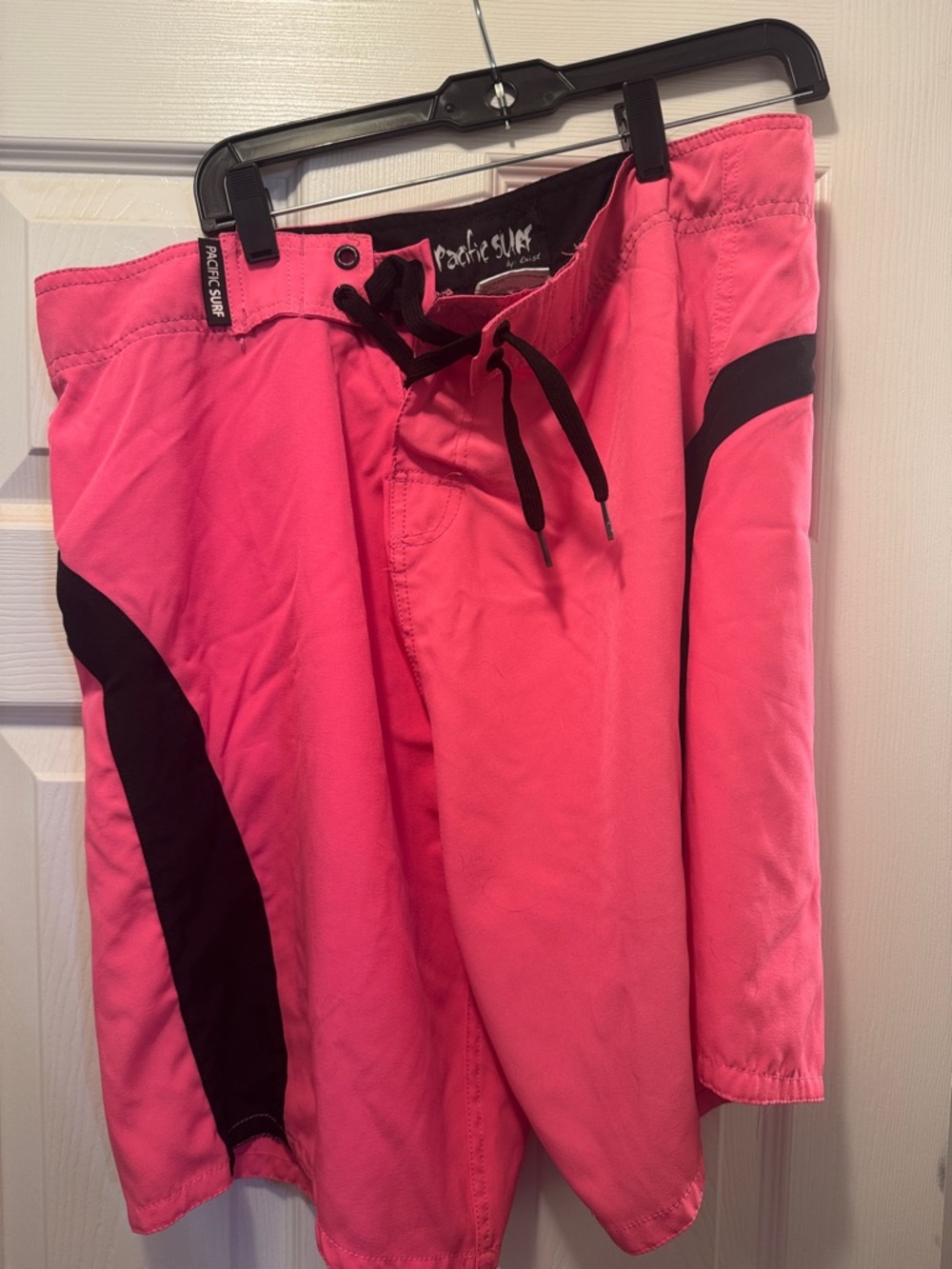 Pacific Surf Men’s Pink and Black Swim Trunks